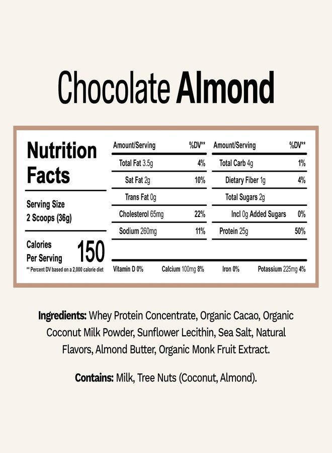 رايز مسحوق بروتين مصل اللبن من رايز، مُستخلص من أبقار تتغذى على العشب - عينة بنكهة الشوكولاتة واللوز | 25 غرام بروتين، خالٍ من النكهات والألوان والمواد الحافظة الاصطناعية - خالٍ من السكر، خالٍ من الغلوتين، خالٍ من الصويا (حصة واحدة) - Image 2